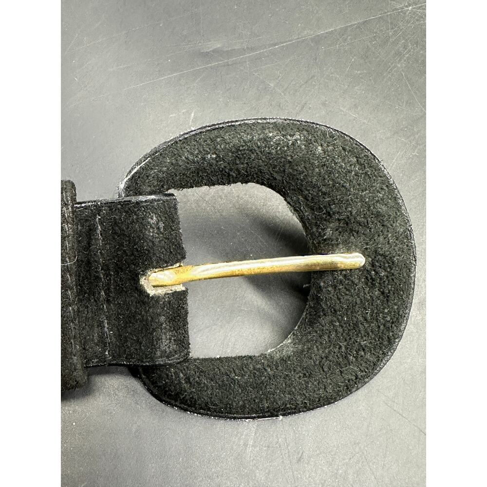 Sostanza Black Suede Western Belt Gold Embroidered Keeper Medium Made in Taiwan - Picture 8 of 9